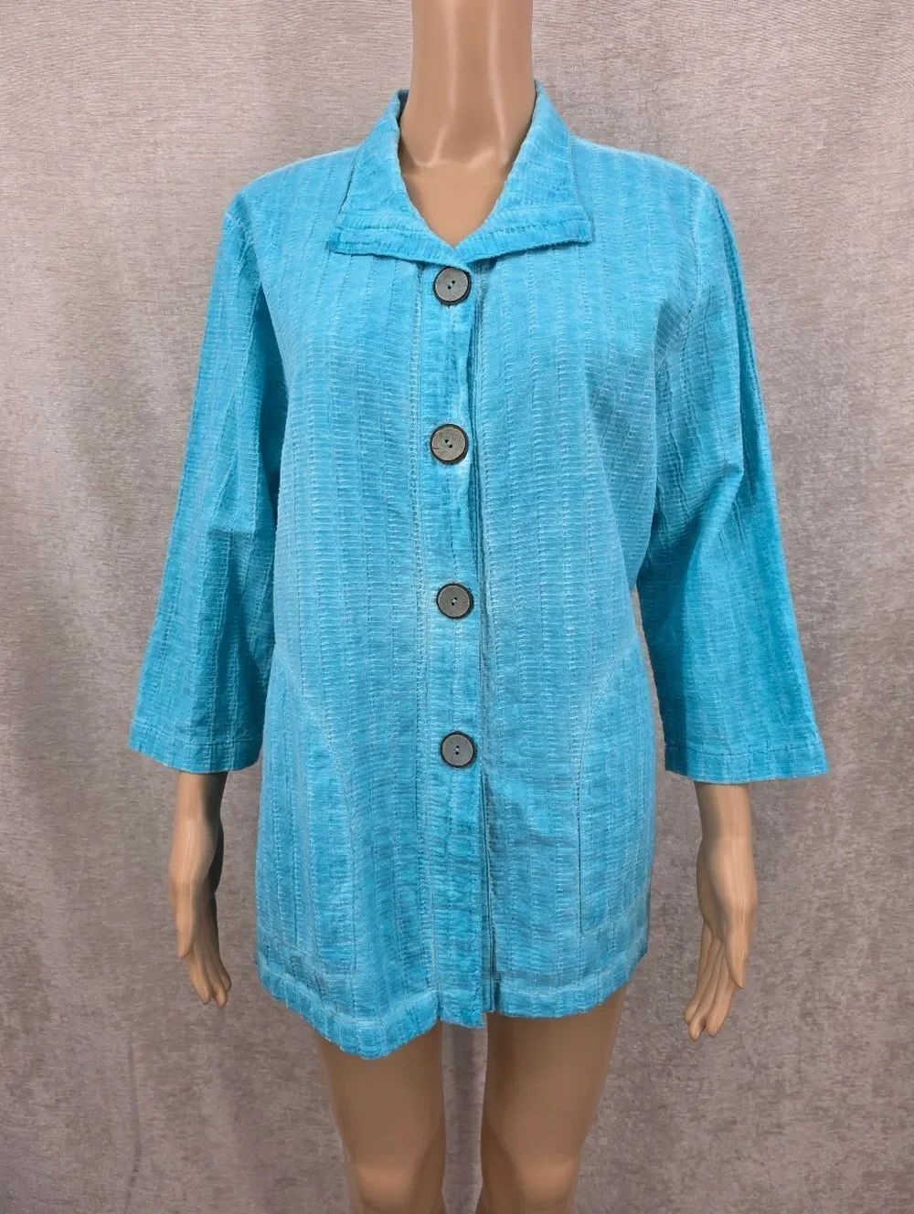 Focus Casual Life Cotton Lightweight Textured Blue Shirt with Pockets